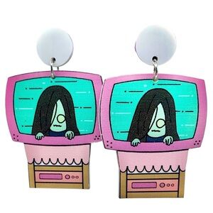 Creepy Cute Halloween Earrings Goth Cartoon "The Ring" Horror Movie Jewelry